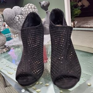 Elegant Black Peep-Toe Ankle Boots
